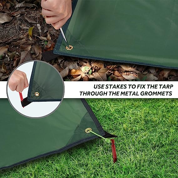 Terra Hiker Camping Tarp, Waterproof Picnic Mat, Multifunctional Tent Footprint with Drawstring Carrying Bag for Picnic, Hiking